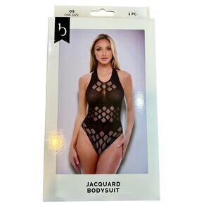 Baci Women’s Jacquard Bodysuit Lingerie Black Diamond One Size New in Package